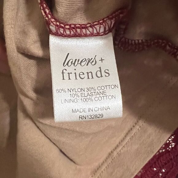 Lovers + Friends Lace Mini Dress Cut Out Back Body Con Burgundy Red Size M - Picture 8 of 14